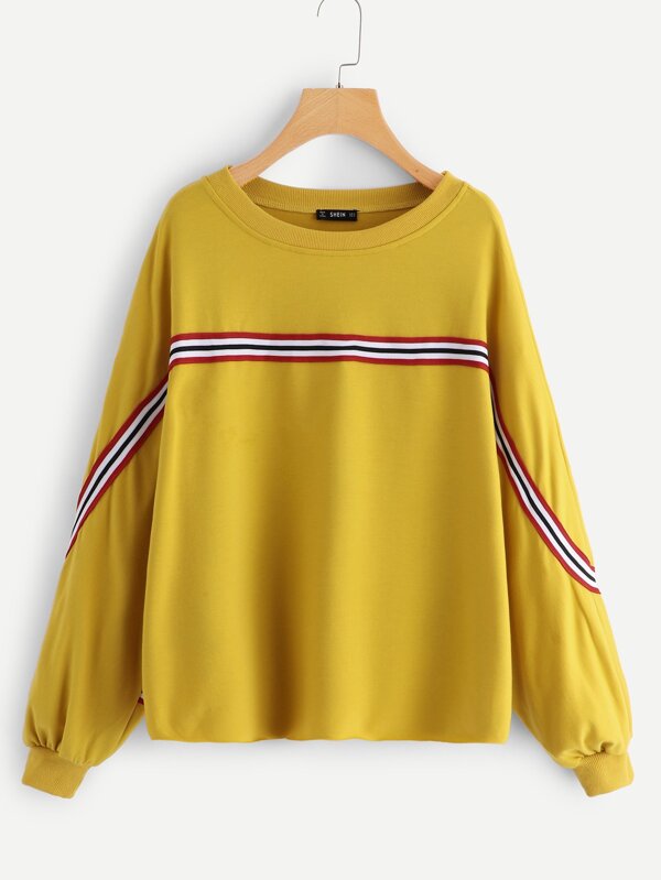 Striped Trim Pullover Sweatshirts Sale Sale Spring red