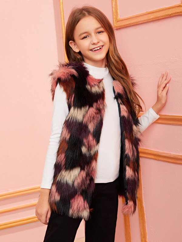 Girls Colorful Faux Fur Vest Coat Girls Girls Clothing Sale Winter red