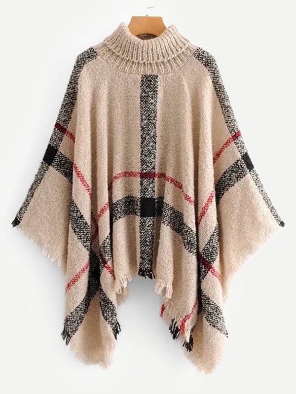 Raw Hem Striped Sweater Cape Sweaters & Cardigans Sweaters Sale Fall/Winter red